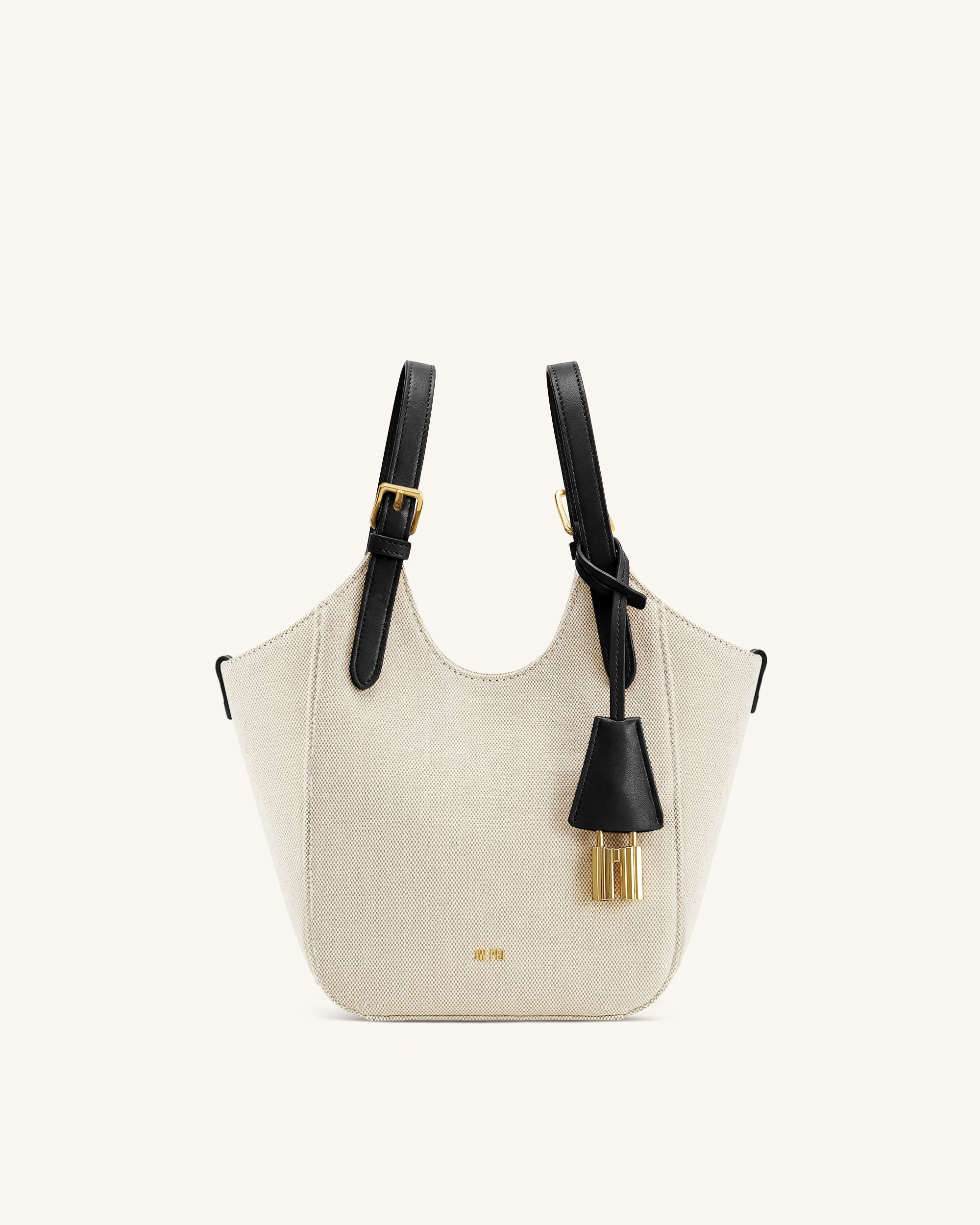 Ines Padlock Tote Bag - Black Canvas | JW PEI US