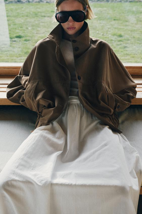 HIGH COLLAR JACKET WITH ELASTIC HEM | Zara Canada