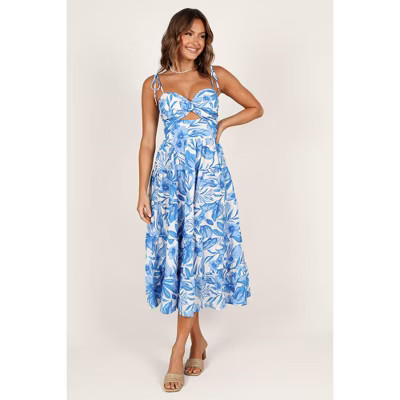 Petal and Pup Womens Rose Midi Dress - Blue/White L | Target