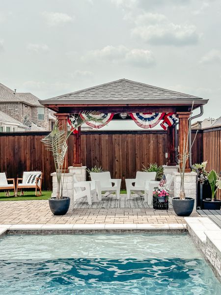Backyard bliss under the pergola. We have multiple seating options for the pool. Backyard. Outdoor furniture. Patio  

#LTKSeasonal #LTKFind #LTKhome