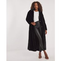 Black Maxi Faux Fur Coat | Simply Be (UK)