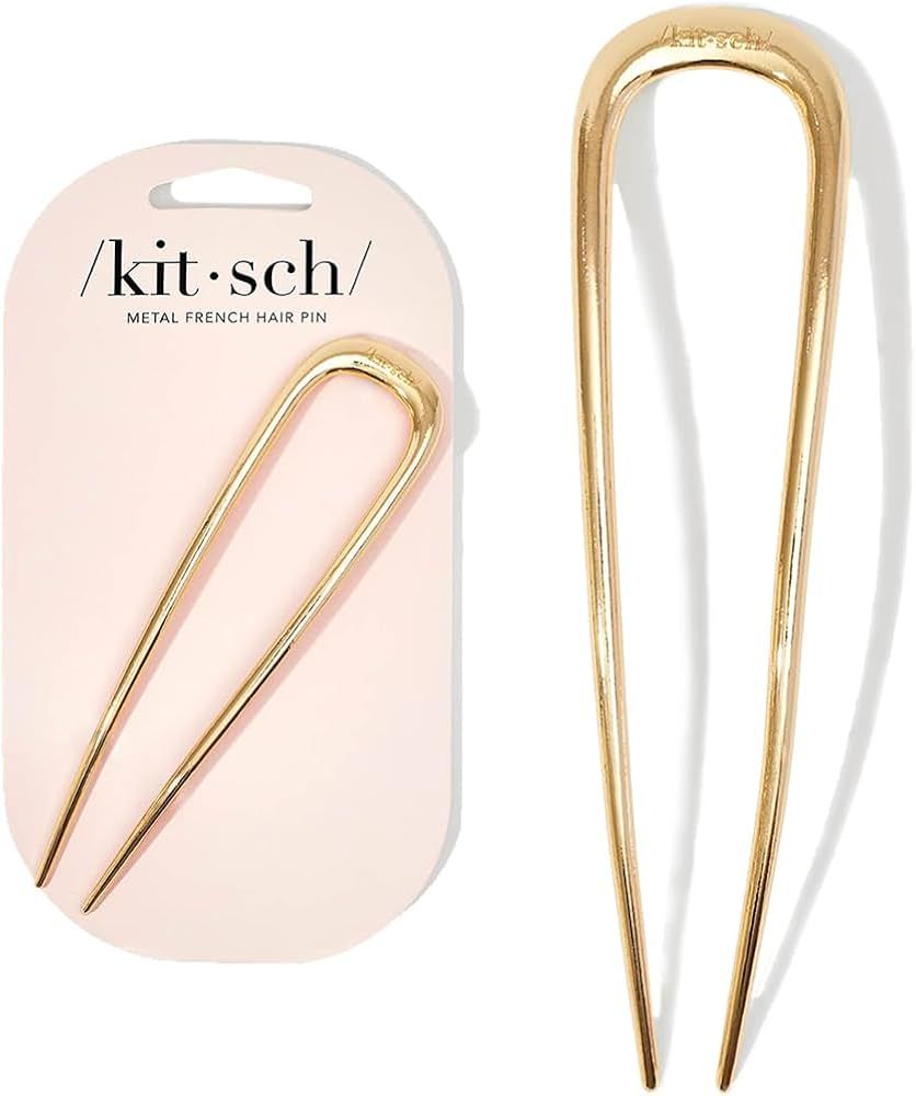 Kitsch Metal French Hair Pins for Women - Gold French Pins for Thick Hair, U Shaped Hair Pins, Me... | Amazon (US)