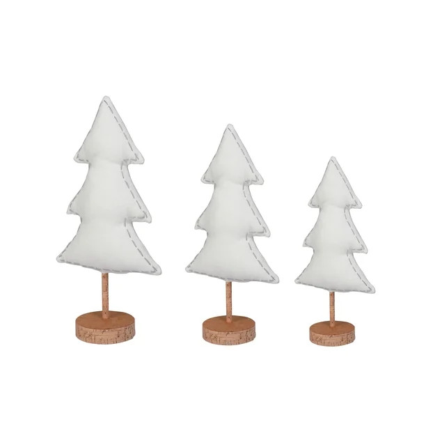 Holiday Time Christmas White Fabric Tree Table Top Decorations, Set of 3 | Walmart (US)