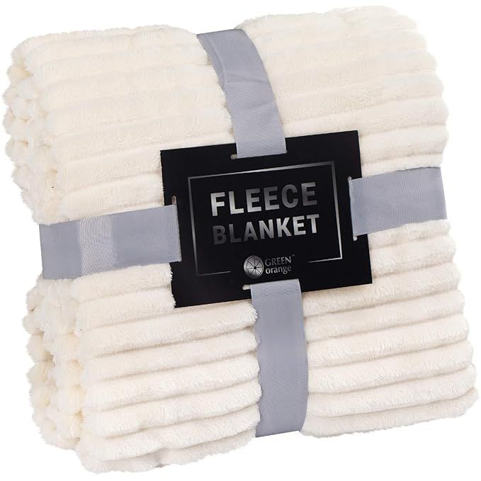 GREEN ORANGE Fleece Blanket Queen Size – 90x90, Milky White – Soft, Plush, Fluffy, Warm, Cozy... | Amazon (US)