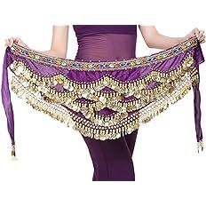 Aivtalk Belly Dance Hip Scarf Gold Coins Belly Dance Costume Skirt Wrap Belt | Amazon (US)