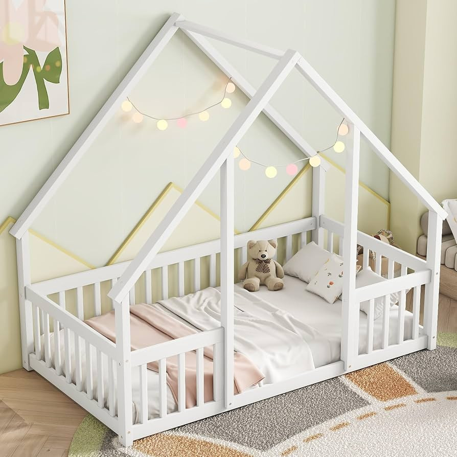 Bellemave Twin Floor Bed for Kids, Girls, Boys, Wood House Bed Frame, House Floor Bed for Kids, T... | Amazon (US)