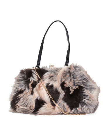 Multicolor Faux Fur Satchel For Women, Leather | TJ Maxx