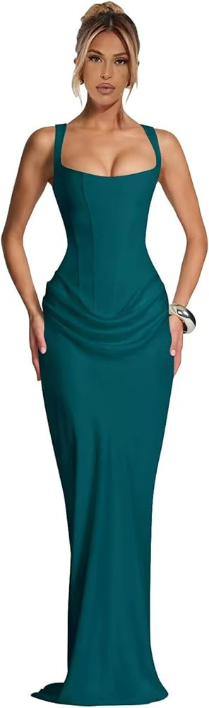 Women's Sexy Satin Prom Dresses 2026 Mermaid Corset Long Spaghetti Straps Cocktail Party Dress | Amazon (US)