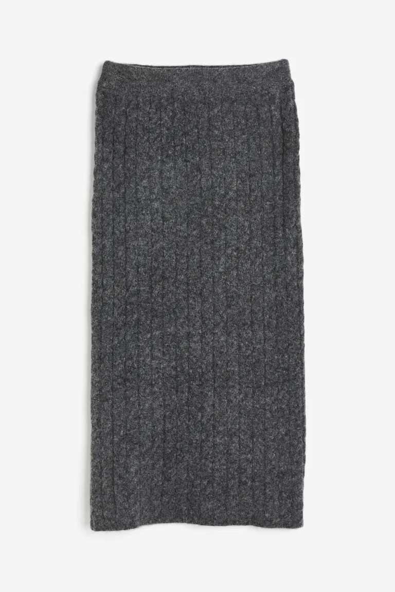 Falda en punto trenzado - Gris oscuro - MUJER | H&M ES | H&M (FR, IT, ES, PT, BE)