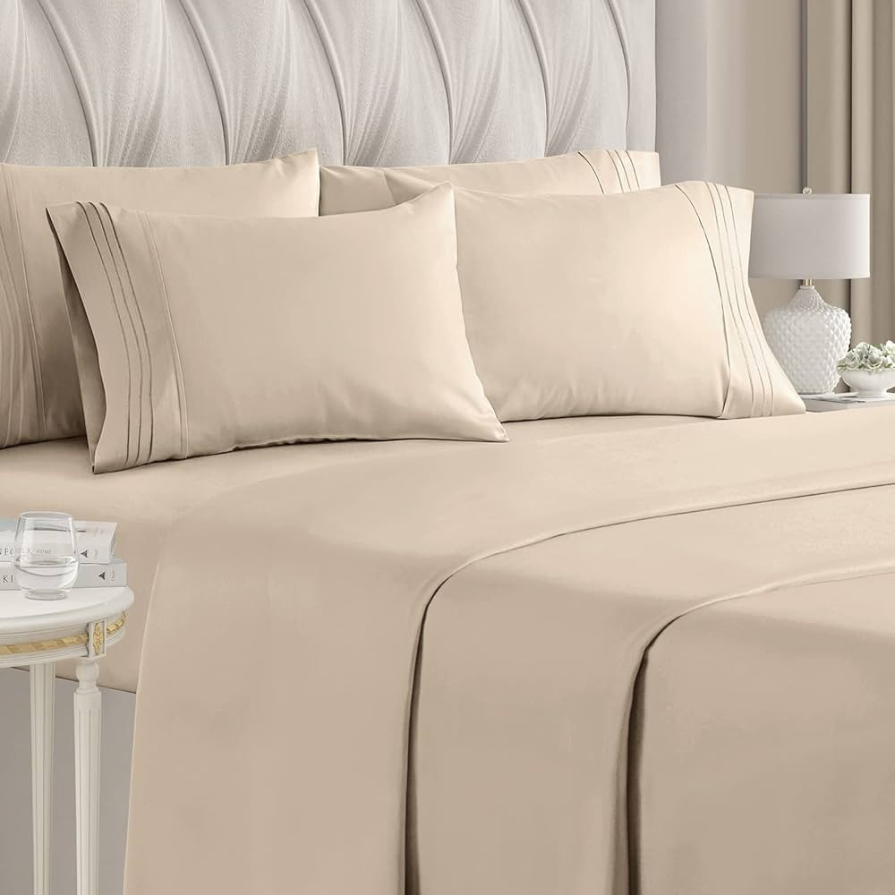 California King Size Sheet Set - 6 Piece Set - Hotel Luxury Bed Sheets - Extra Soft - Deep Pocket... | Amazon (US)