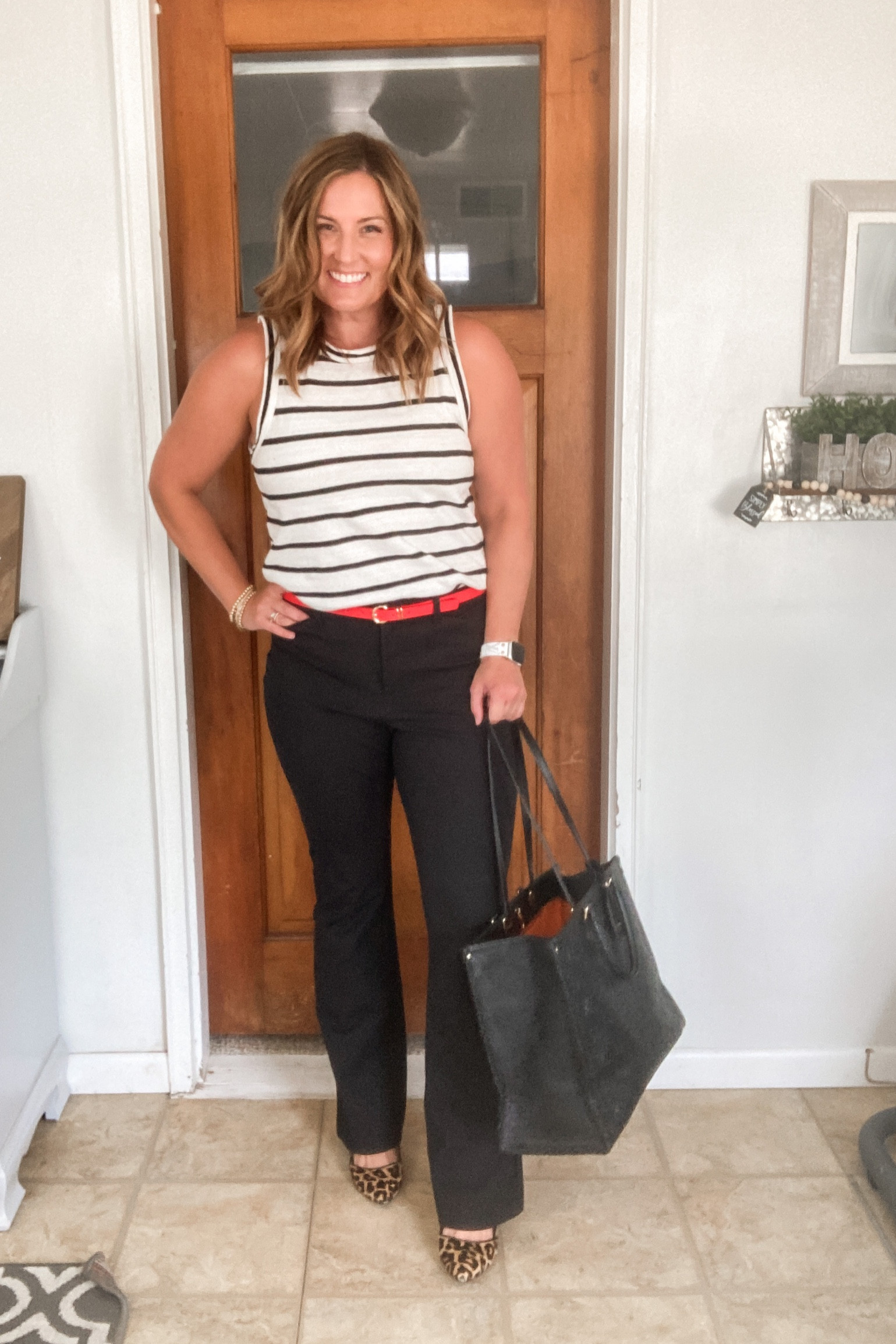 Back to school teacher style 
Tank-sz m
Pants-size 12
I’m 5’5” and am wearing wedges, but I think flats would look best or a very small heel

#LTKunder100 #LTKworkwear #LTKstyletip