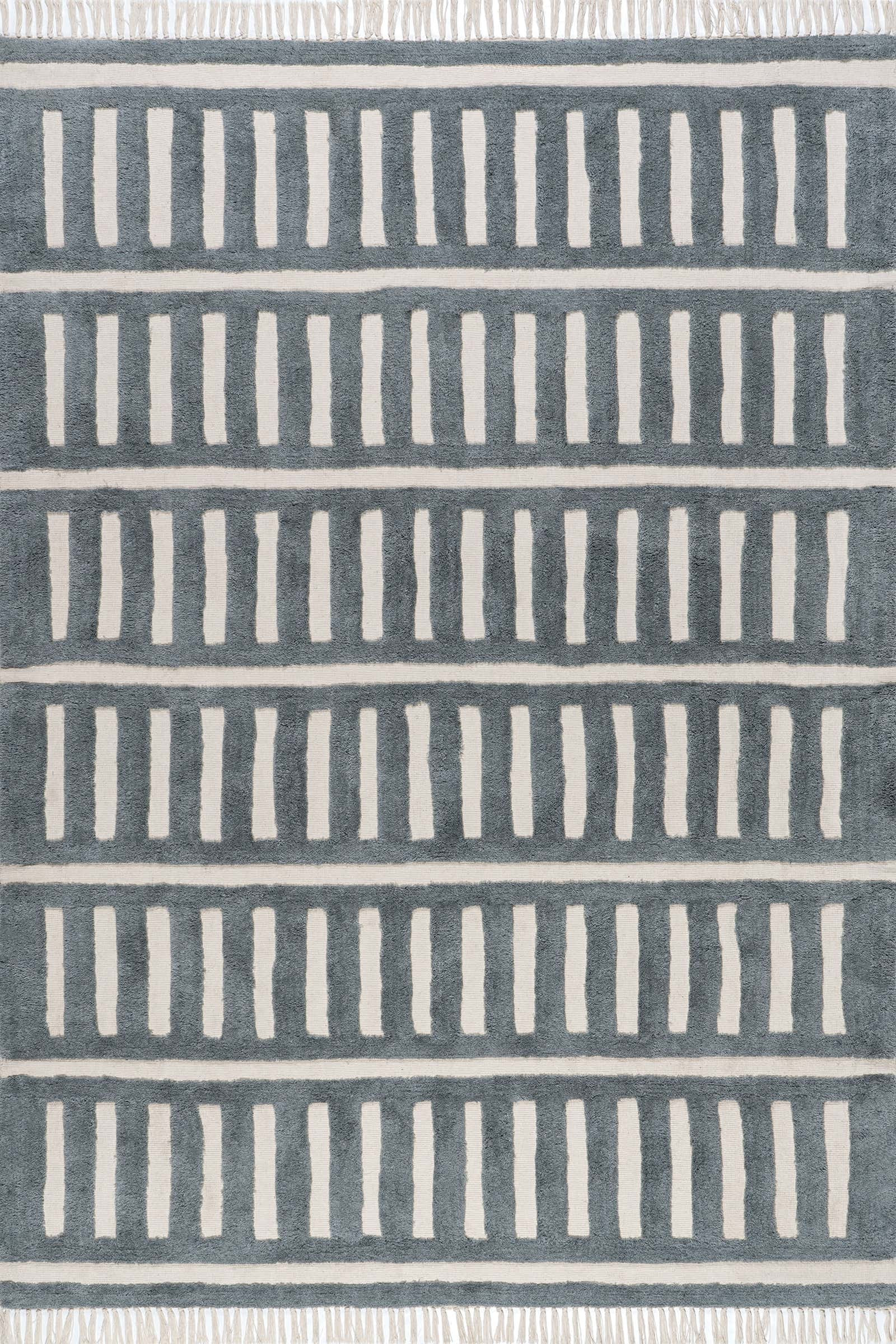 Merrick Tasseled Cotton Rug | Teal | Rugs USA