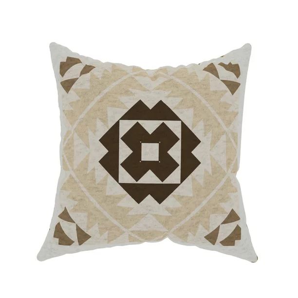 Decorative Throw Pillow Cover, 18” x 18”, Brown and Tan, Bold Southwest Inspired Textural Pri... | Walmart (US)