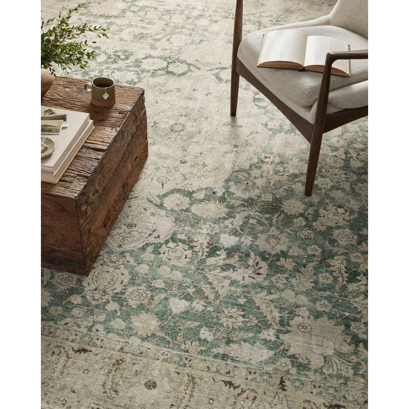 Magnolia Home By Joanna Gaines X Loloi Sinclair Machine Washable Jade / Sand Area Rug | Wayfair North America