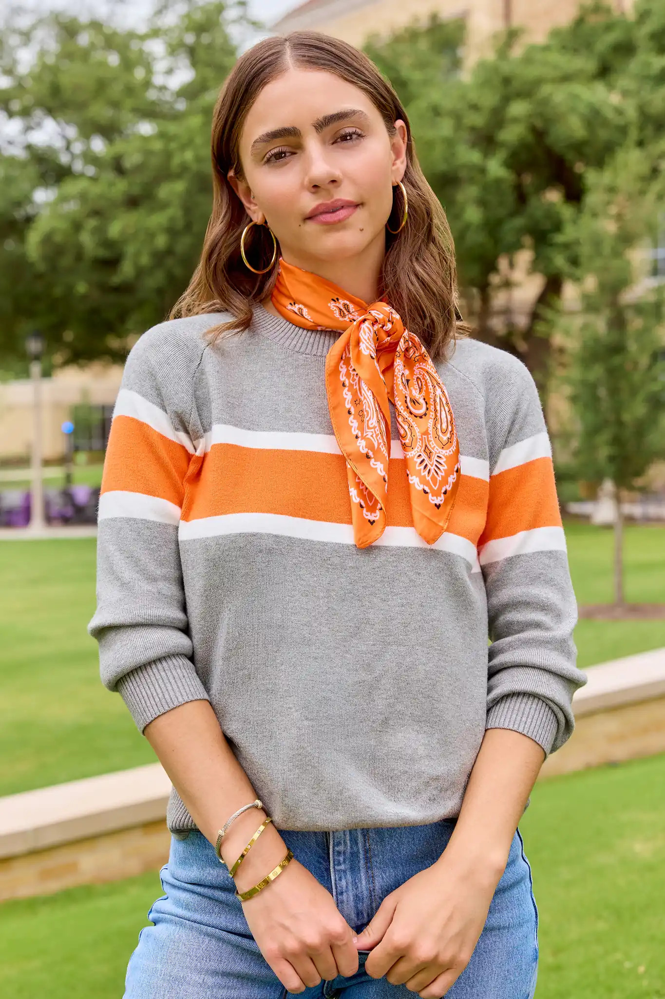 Dylan Orange Stripe Sweater | Avara