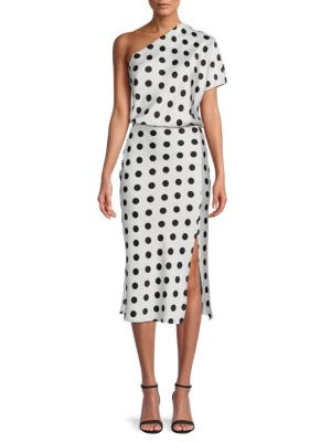 Print One Shoulder Midi Blouson Dress | Saks Fifth Avenue OFF 5TH