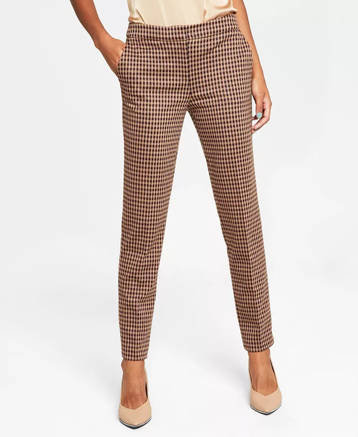 Women's Houndstooth High-Rise Straight-Leg Ankle Pants, Created for Macy's | Macy's