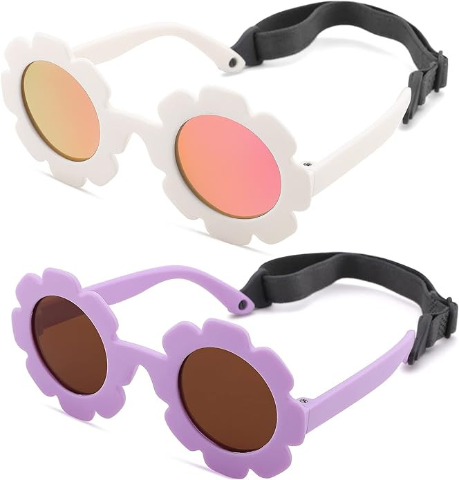 Hycredi Flexible Bendable Flower Baby Polarized Sunglasses with Strap for Newborn Infant Girls Ag... | Amazon (US)