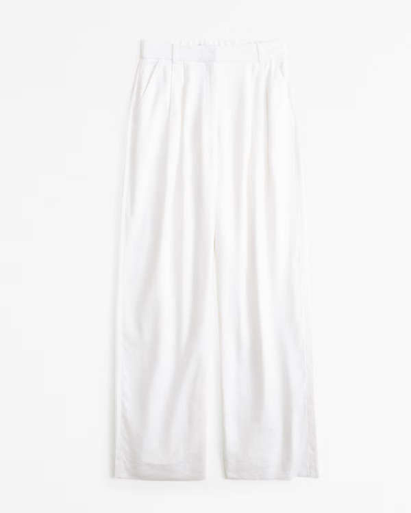 Curve Love A&F Sloane Tailored Linen-Blend Pant | Abercrombie & Fitch (US)