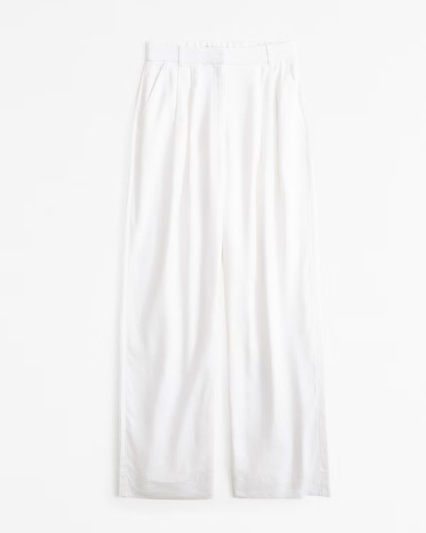 Women's Curve Love A&F Sloane Tailored Linen-Blend Pant | Women's | Abercrombie.com | Abercrombie & Fitch (US)