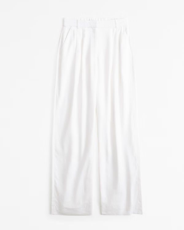 Women's Curve Love A&F Sloane Tailored Linen-Blend Pant | Women's Bottoms | Abercrombie.com | Abercrombie & Fitch (US)