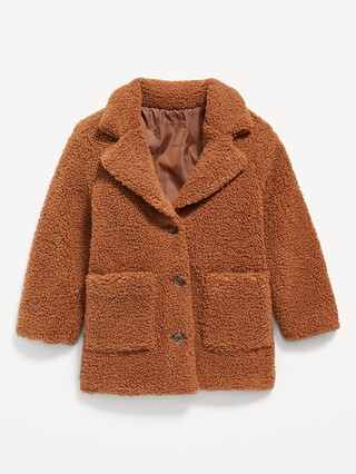 Button-Front Long Sherpa Coat for Toddler Girls | Old Navy (US)