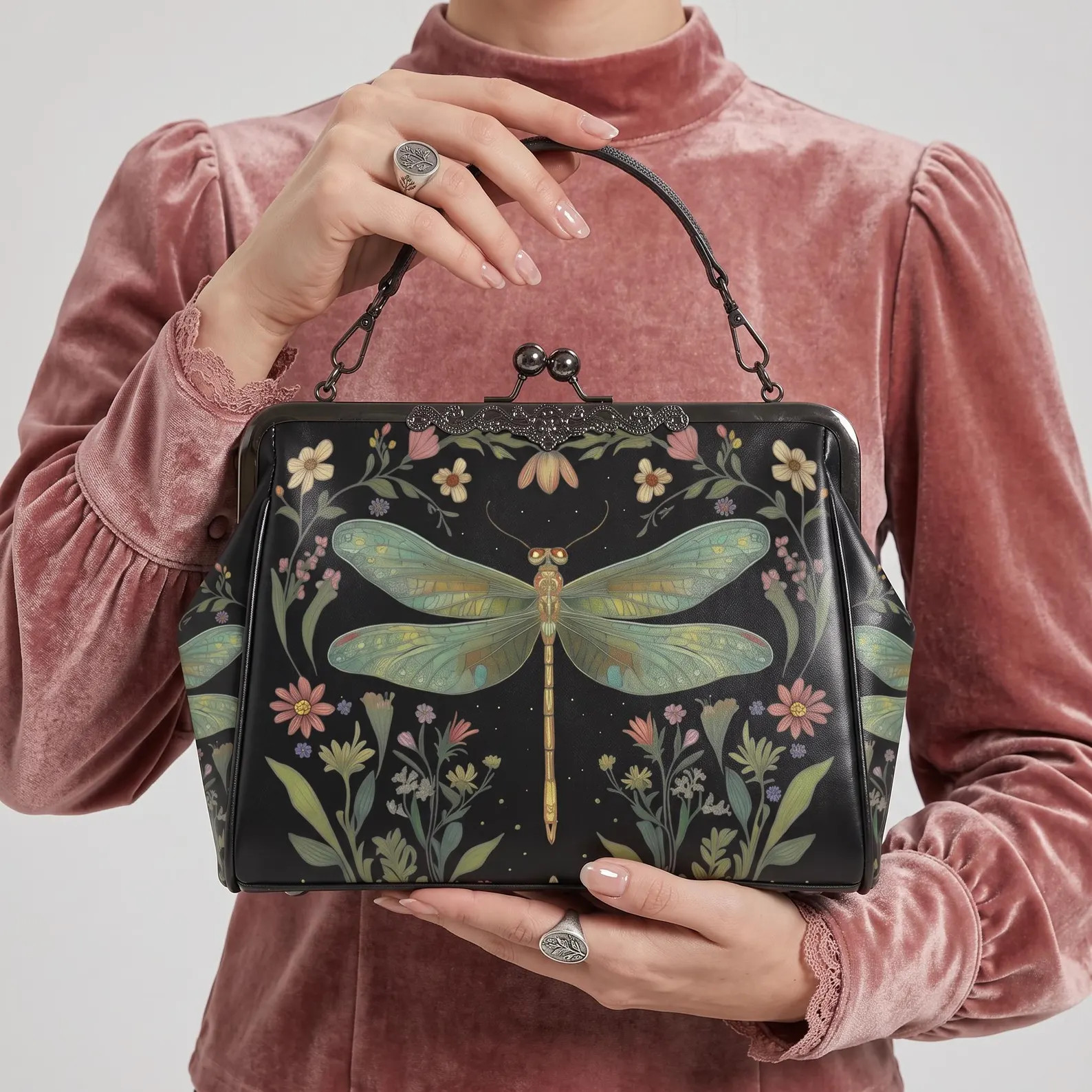 Dragonfly Kisslock Handbag: Botanical Witchcore Purse with Removable Strap | Etsy (Global)