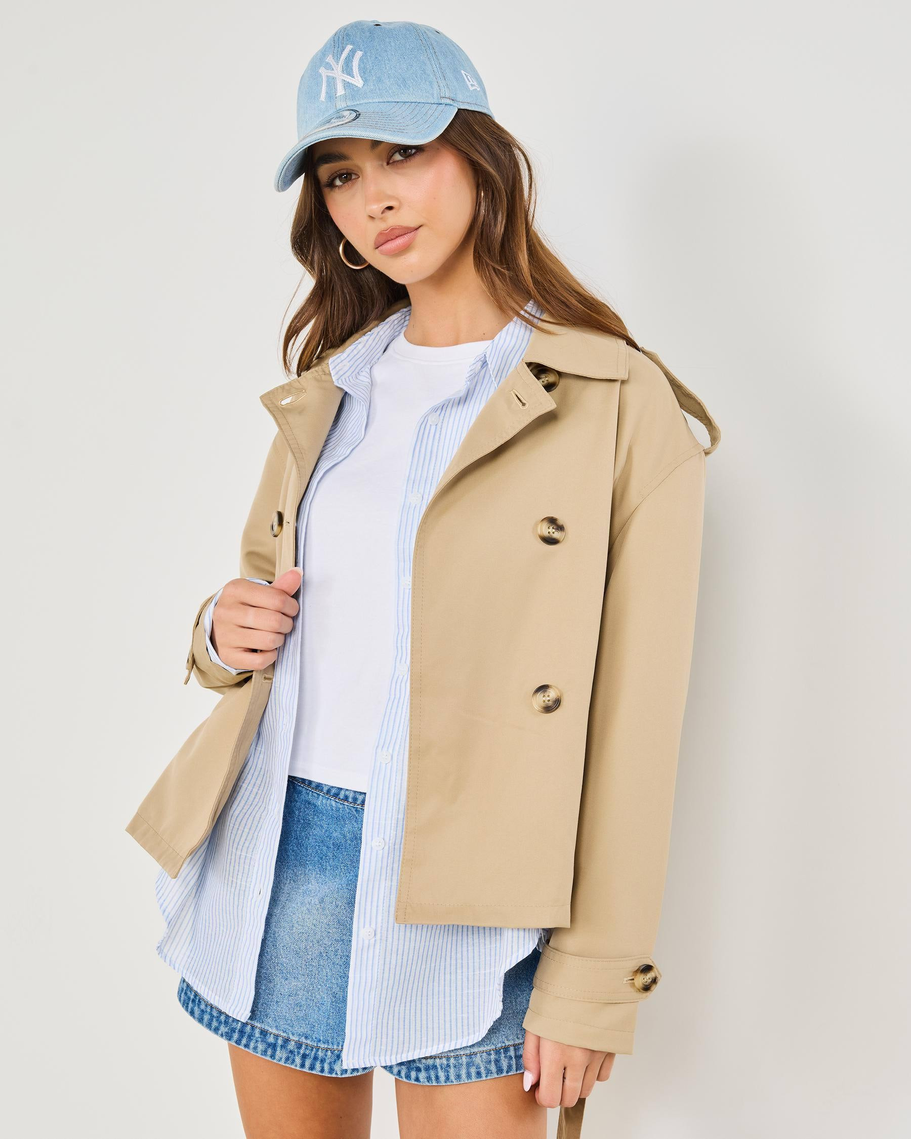Ava And Ever Women's Gadget Cropped Trench Coat in Grey Size 06 | City Beach (ANZ)