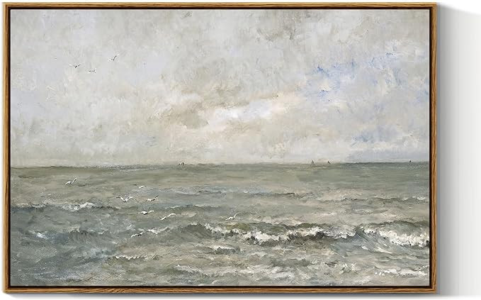 VIYYIEA Ocean Landscape Large Framed Wall Art, Seascape Vintage Paintings Art Decor Aesthetic, Ca... | Amazon (US)