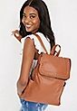 Brown Criss Cross Woven Backpack | Maurices