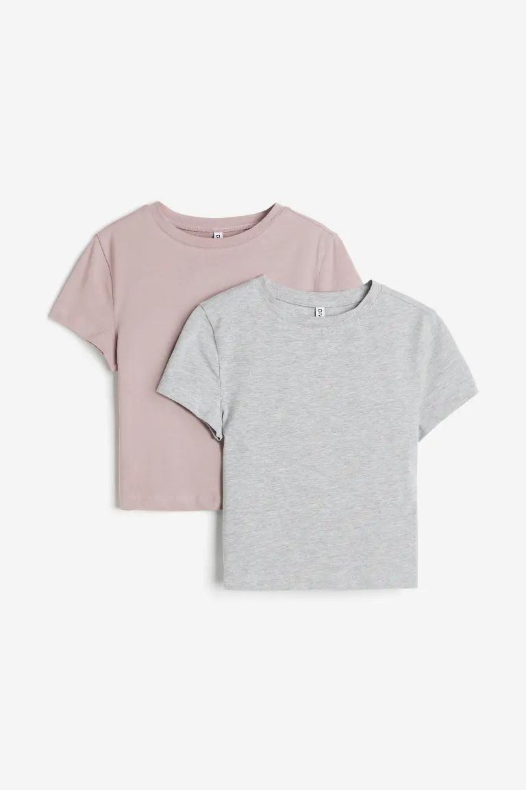 2-pack Crop T-shirts - Black/white - Ladies | H&M US | H&M (US + CA)
