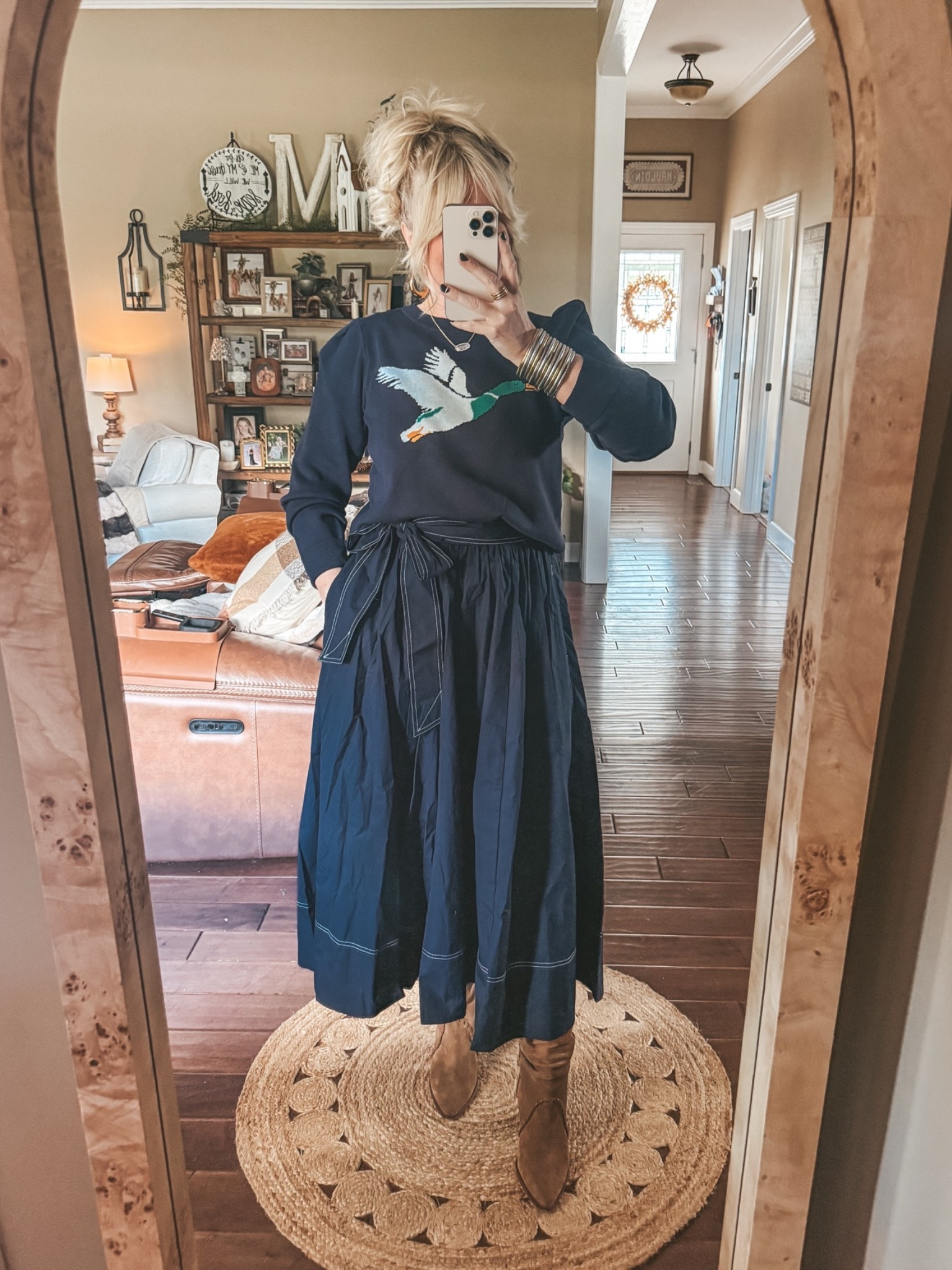 This is a dress. I meant to take a pic of it by itself and forgot. It’s so cute and love this duck sweater over it! I’m wearing a medium in both. @Walmart

#LTKOver40 #LTKSeasonal