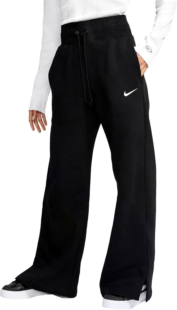 Nike Sportswear Phoenix Fleece Women's High-Waisted Wide-Leg Sweatpants (DQ5615-010, Black/Sail) ... | Amazon (US)