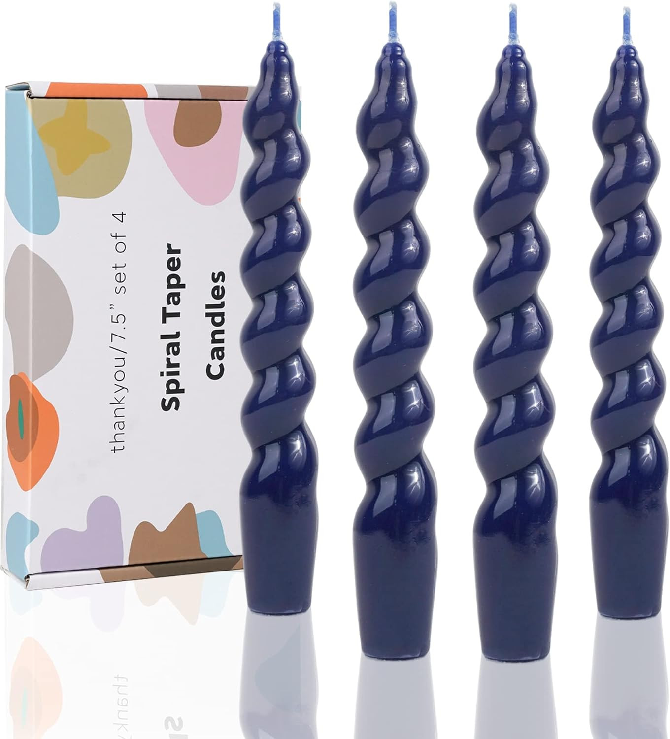 LPUSA Navy Spiral Taper Candles Handmade Twisted Candle Conical Stick Candles for Holiday Wedding... | Amazon (US)