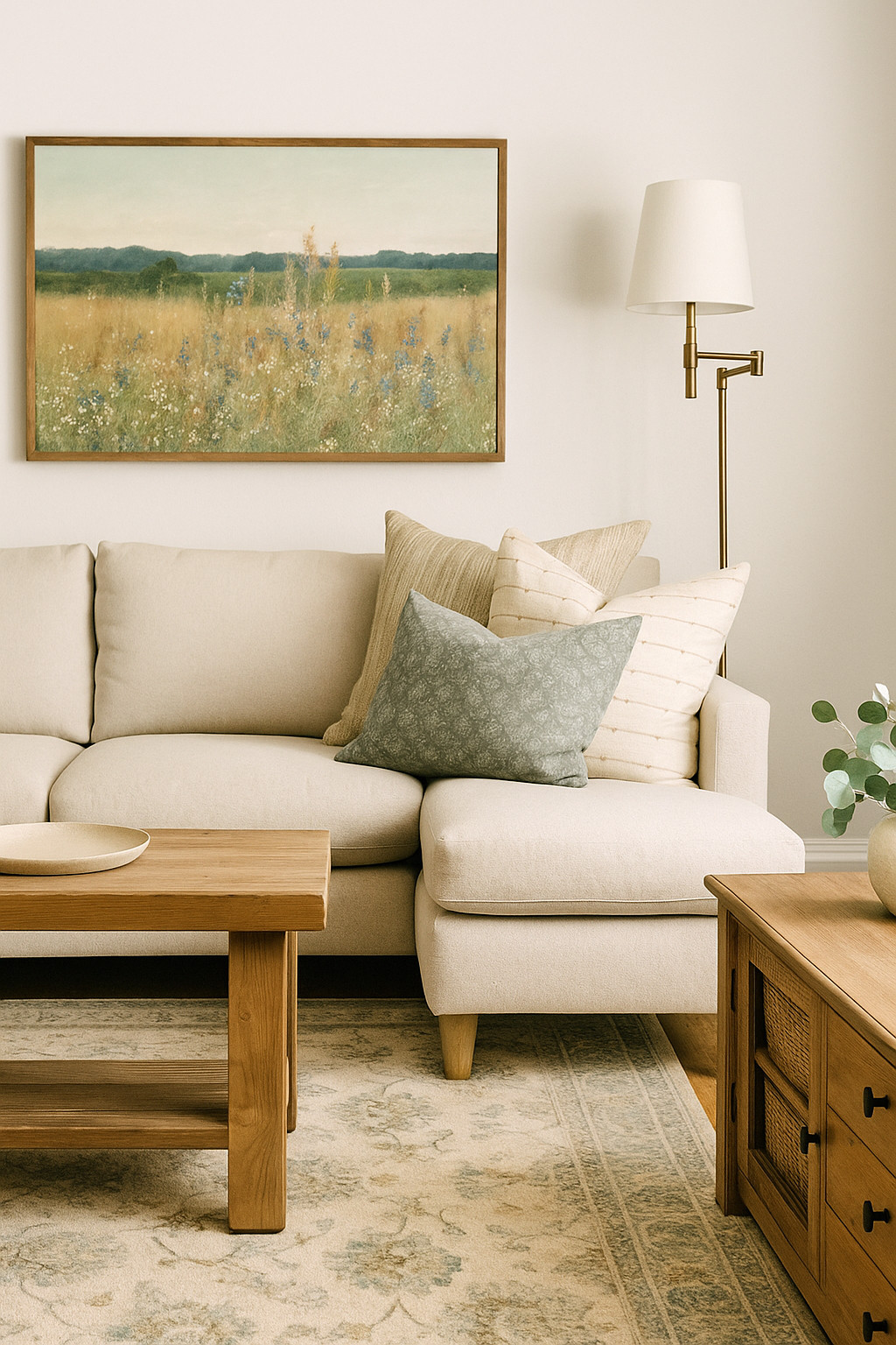 cozy living room 
neutral, earthy living room
sage and cream living room
white living room couch
wood coffee table 

 #LTKHome #LTKFindsUnder100 #LTKFamily