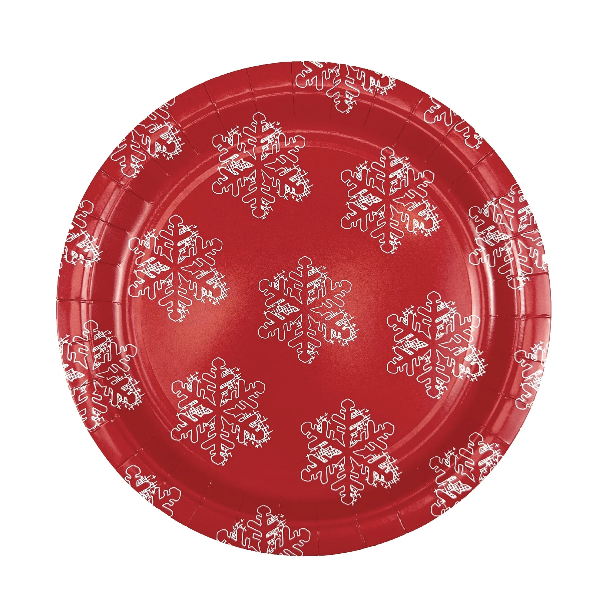 Christmas Snowflake Disposable Paper Plates, Red and White, 9", 20 Count, by Holiday Time | Walmart (US)
