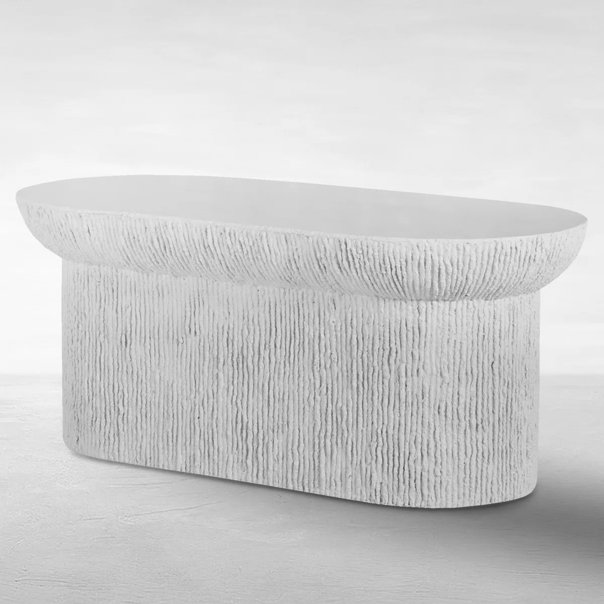 Cast Stone Brant Oval Coffee Table - Natural Stone | Wayfair North America