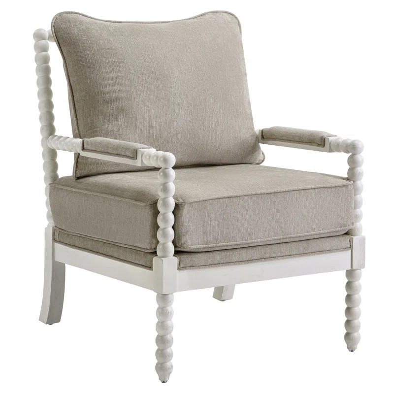 Lorentz Modern Farmhouse Accent Chair 25.5" Wide Chenille with Turned Wood and Solid Frame | Wayfair North America