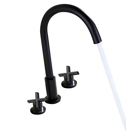 Hongala Modern Bathroom Sink Faucet Matte Black Cross Handle Lavatory Faucets Three Hole Widespread | Amazon (US)