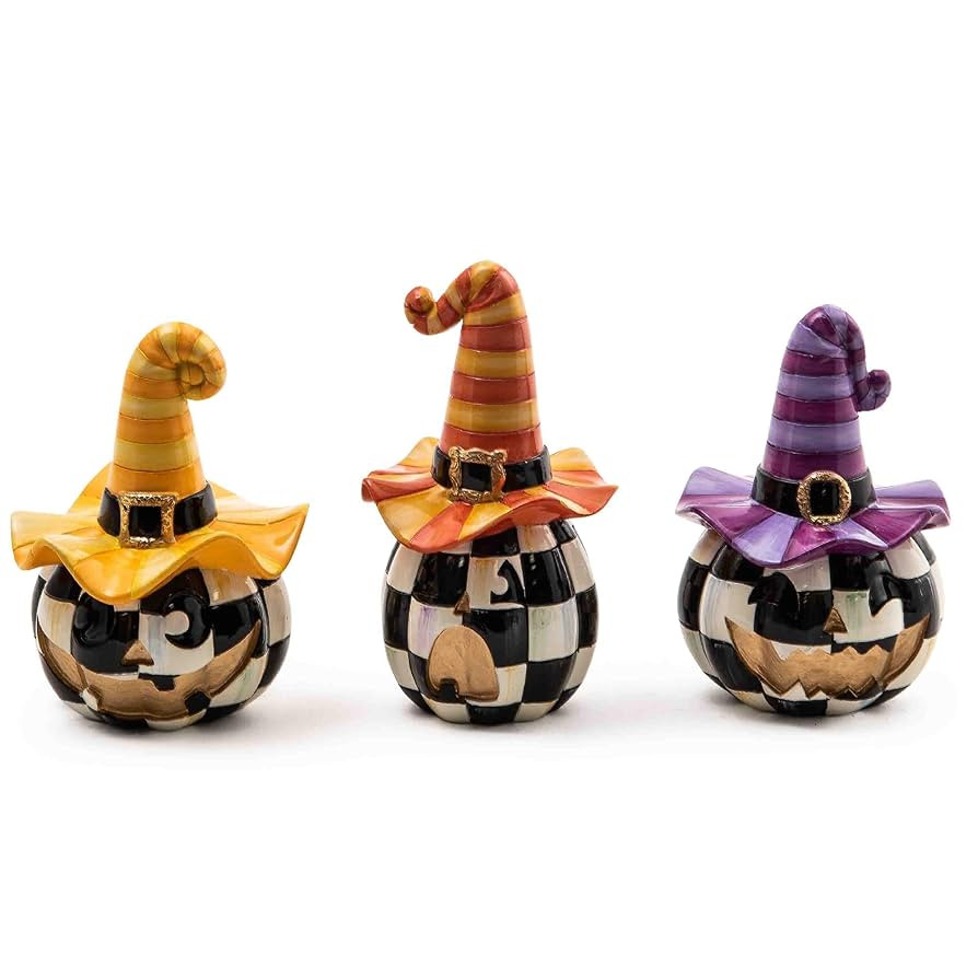 MACKENZIE-CHILDS Mini Happy Jack Pumpkins, Resin Halloween Decor for Home Decoration, Set of 3 | Amazon (US)