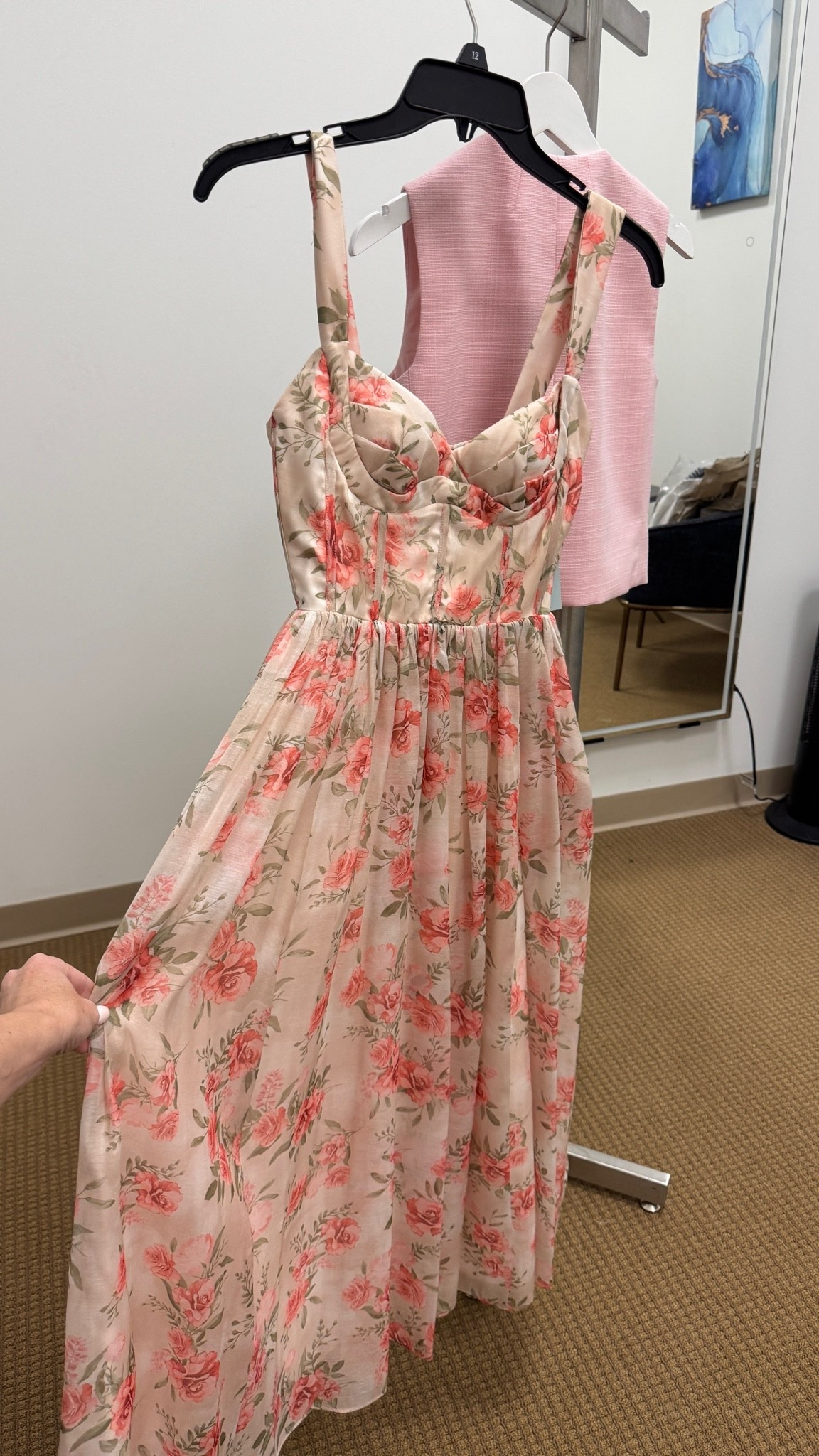 Floral midi length dress, perfect for a wedding guest dress
.
Also on major sale!

#LTKspring #LTKdatenight #LTKwedding