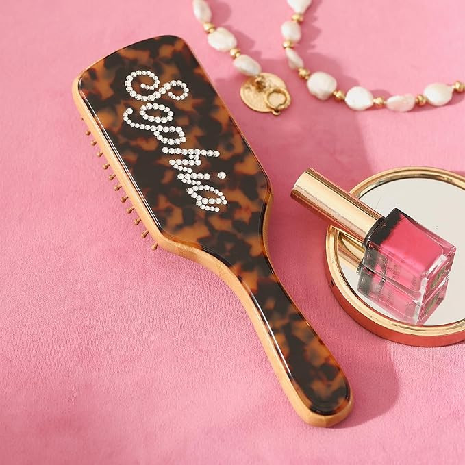 Rhinestone Personalized Brushes Turtle Color Name Hair Brush Handmade Rhinestones Hairbrush | Nat... | Amazon (US)