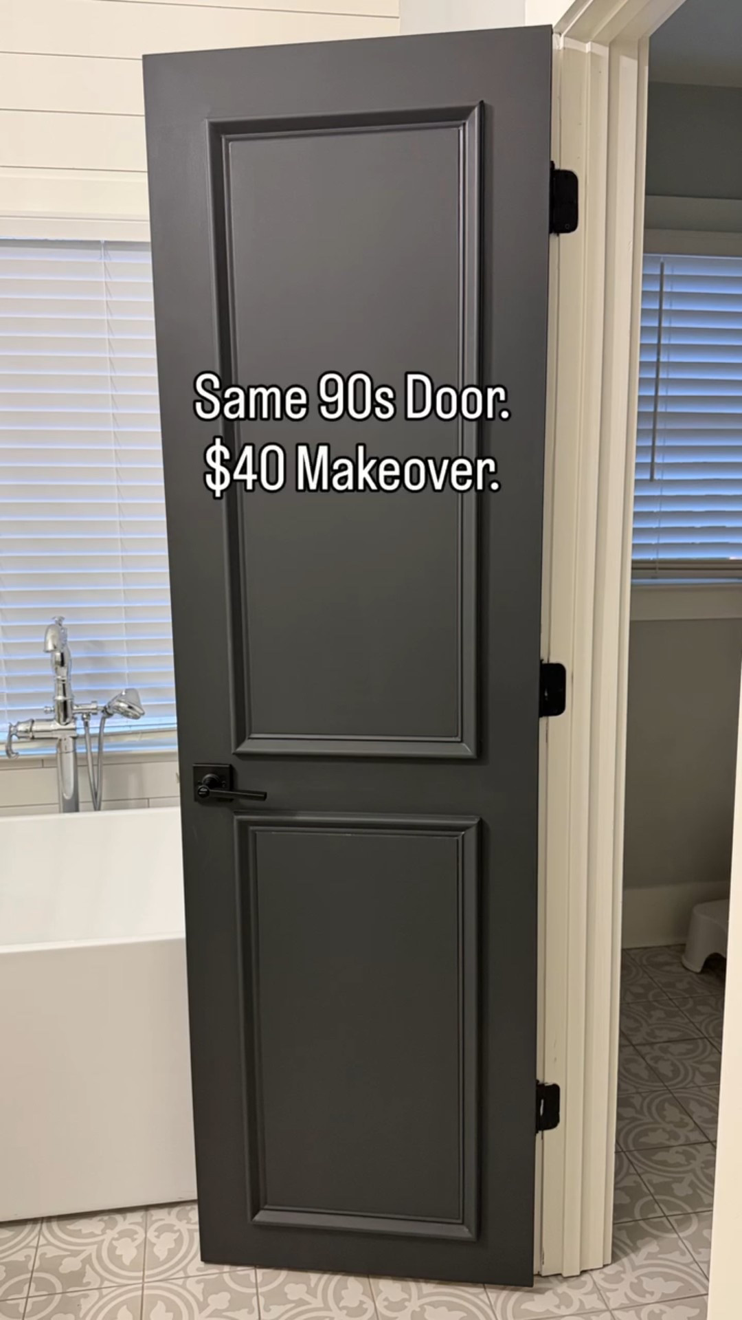 Most people replace these. I wouldn’t.

This is the same basic 90s 6-panel door — just framed out, paneled, and painted for about $40.

Use the ornamental molding if you don’t want something thick. Otherwise the base cap molding is great, but it  won’t work well if you have a lever handle.

No replacement.
No new door.
No power tools required.

Paint color: @sherwinwilliams Iron Ore 🖤 (

I used base cap molding for this door, but on the gray doors I used a little bit thinner one (D7 from Home Depot), which is also linked.



Follow for more elevated budget upgrades.

#DIYHome
#DoorMakeover
#BudgetDIY
#HomeUpgrades
#BuilderGradeToBeautiful
TimelessDesign

#LTKHome
