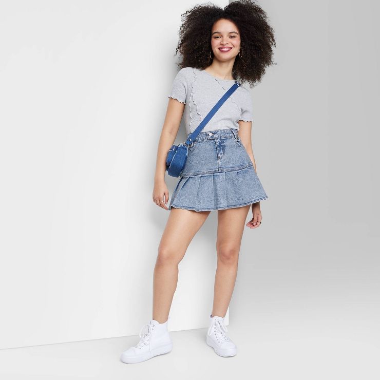 Women's High-Rise Pleated Denim Mini Skirt - Wild Fable™ | Target