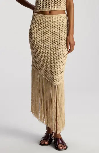 A.L.C. Leona Asymmetric Fringe Crochet Skirt in Pampas at Nordstrom Rack, Size Small | Nordstrom Rack