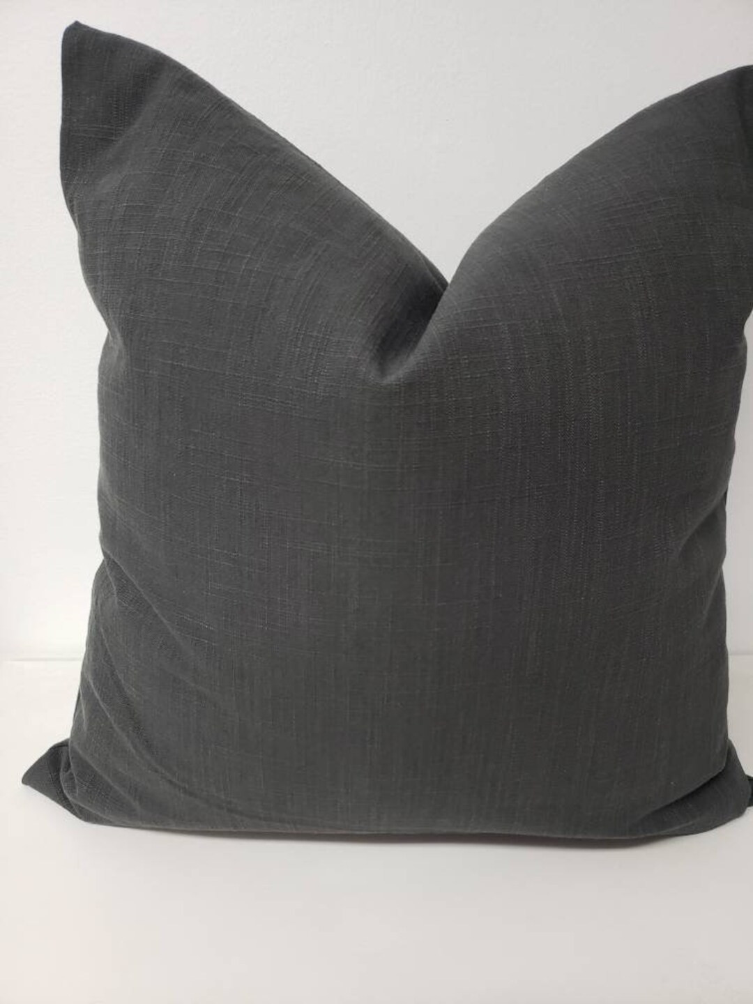Farmhouse  Ink pillow cover. Plain dark gray Pillow Cover.  slub canvas fabric.  Sofa Pillow cove... | Etsy (US)