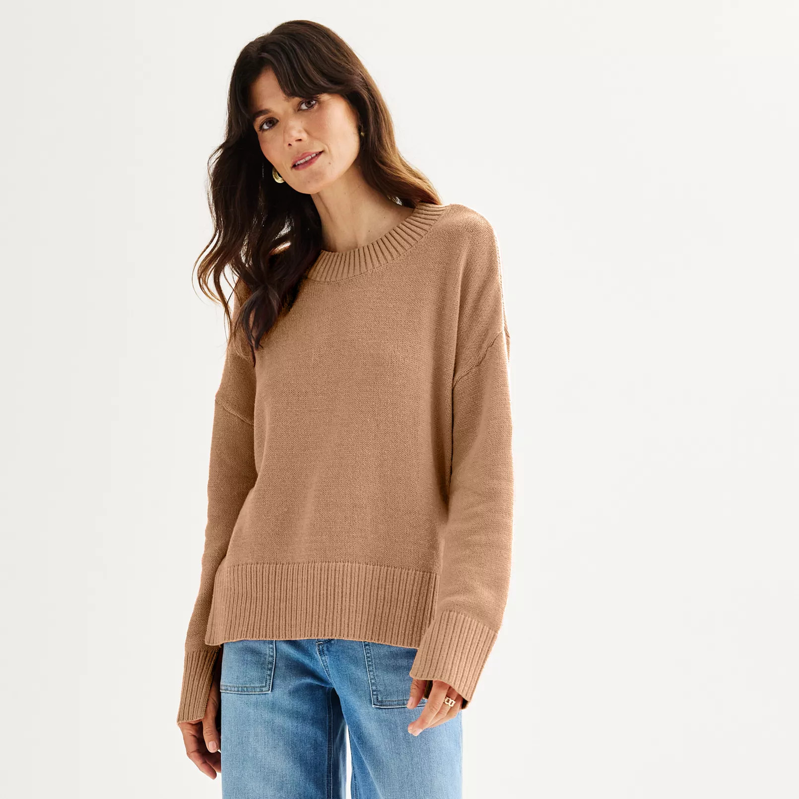 Women's Sonoma Goods For Life® Side Slit Crewneck Sweater | Kohl's