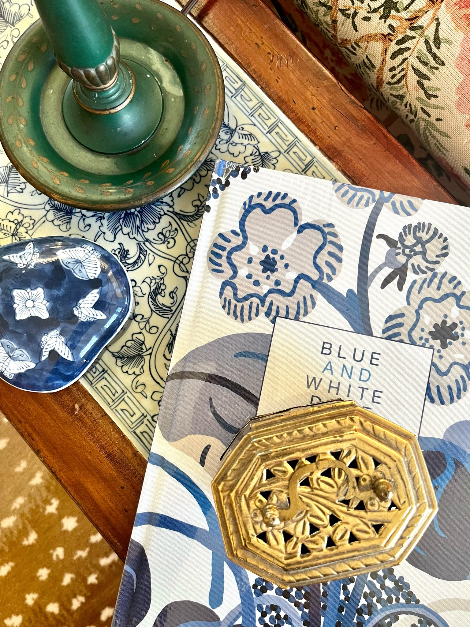 Another selection for your design library -  Blue and White Done Right! Great display cover, too.
Add a brass cricket box, a blue and white trinket box and why not a blue and white tile topped table?

#LTKhome #LTKSeasonal #LTKHoliday
