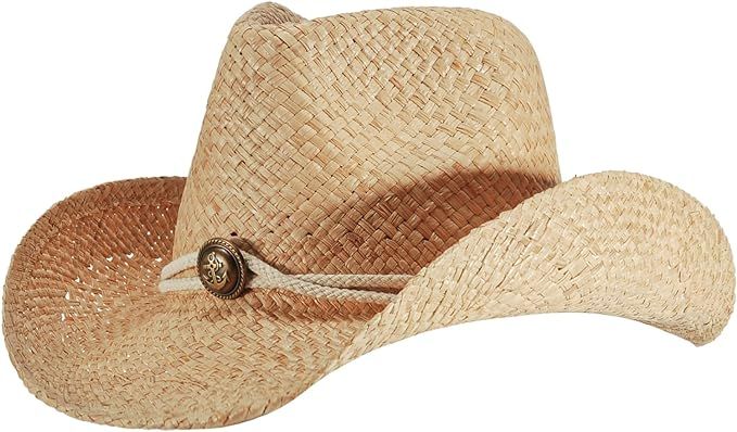 Straw Cowboy Cowgirl Hats for Women Men Summer Beach Sun Hat Panama Wide Brim Western Hat | Amazon (US)