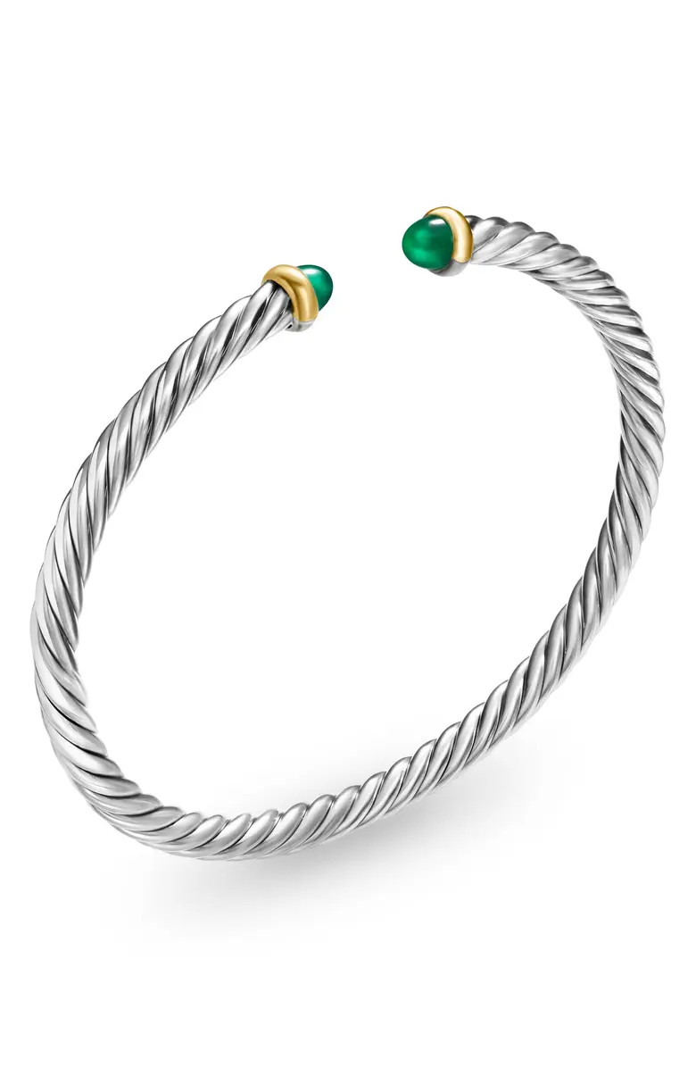 Cable Flex Bracelet in Sterling Silver with 14K Yellow Gold, 4mm | Nordstrom
